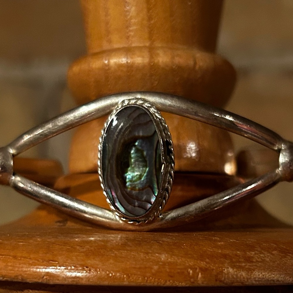 Sterling Silver with Abalone Bracelet & Earrings - Picture 2 of 5
